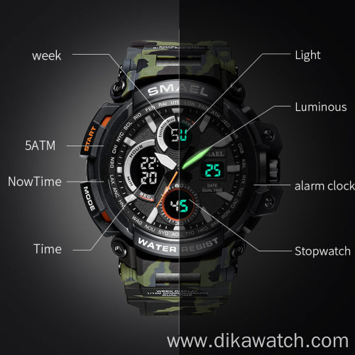 SMAEL Men Watch Bracelet Set Dual Time